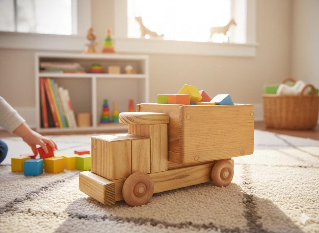 Solid Wood Toy Truck for Kids - Handmade Paintable Children’s Toys
