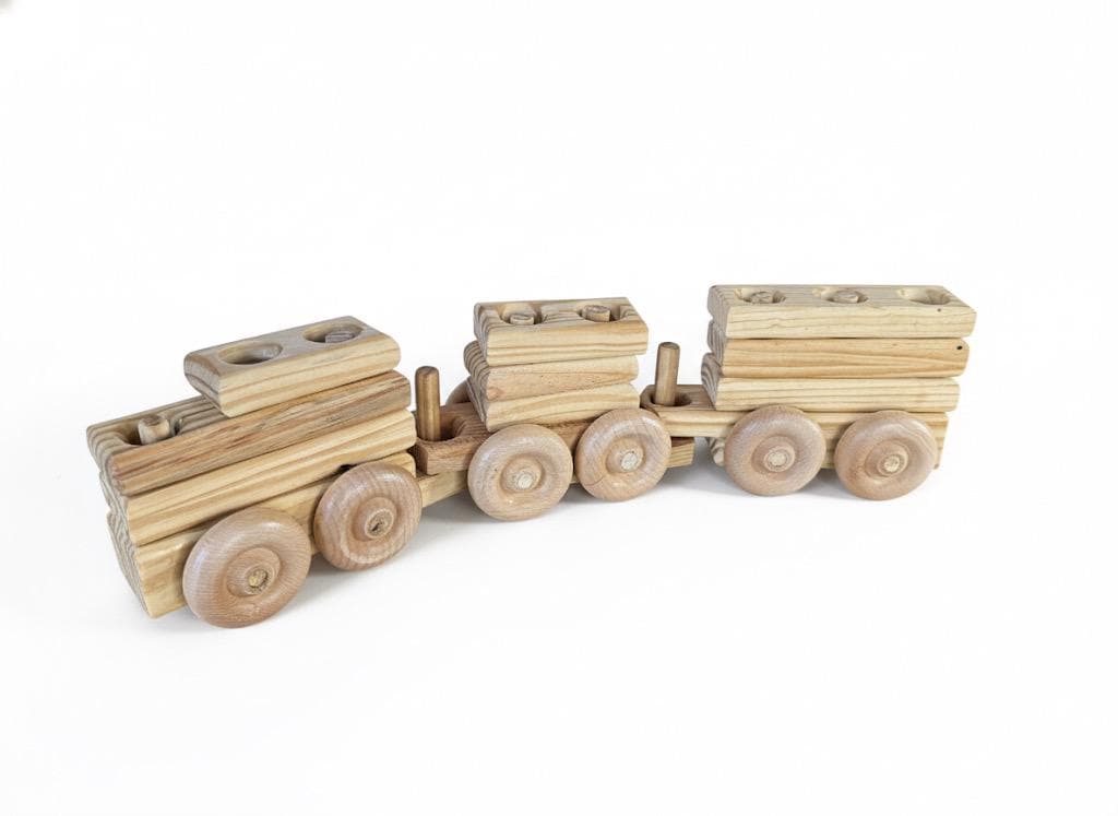 Wooden Block Stacker Train Set- Educational Toys For Toddlers