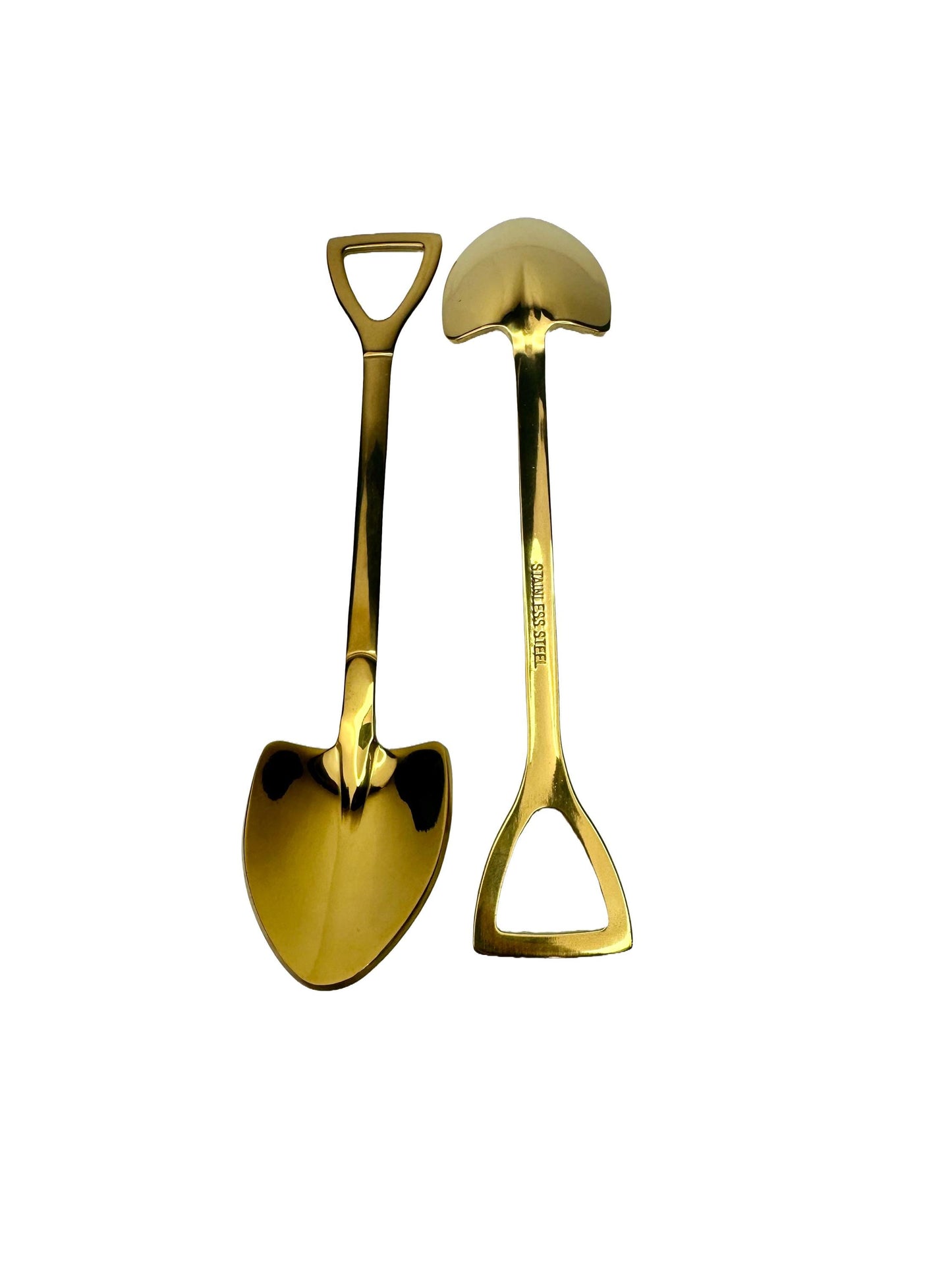 2 Pack -Golden Shovel Spoons Stainless Steel Multipurpose Ice Cream, Coffee, Small Plants, Twin Peaks